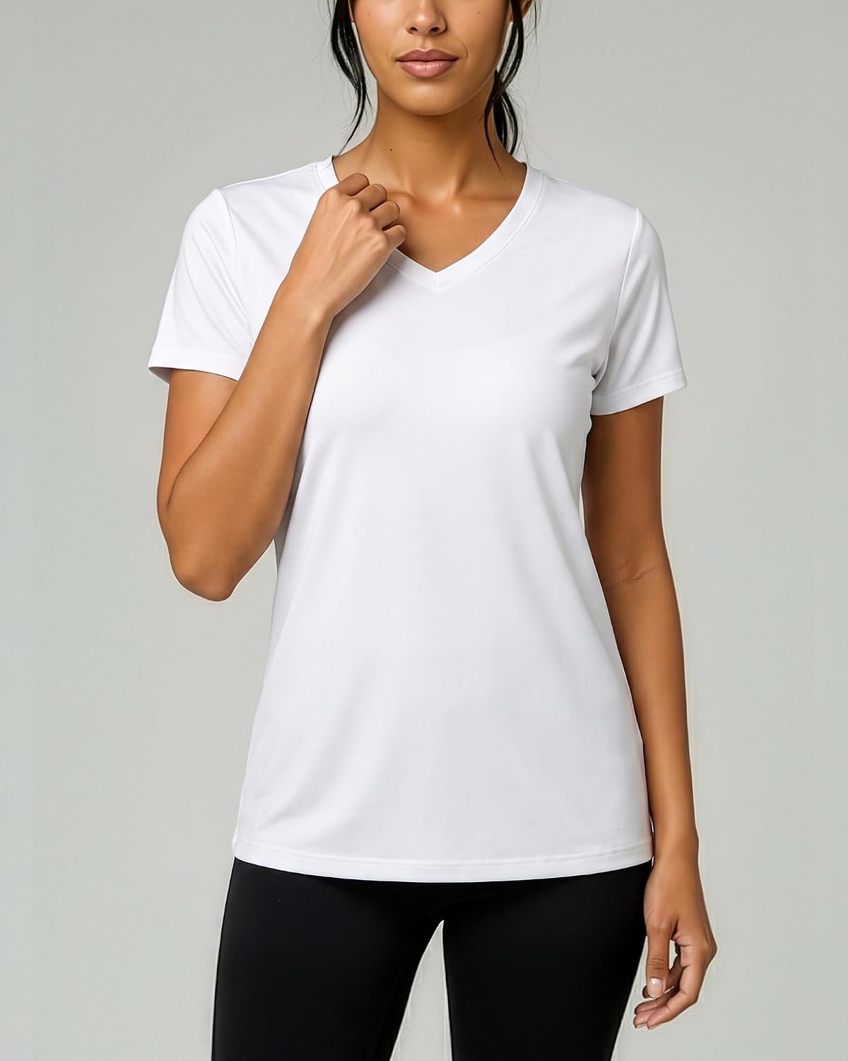 5-Pack Women’s Dry-Fit Short-Sleeve V-Neck Fitness Shirts, Flexible Yoga-Workout Tops, Catalog Features Plus-Size Choices