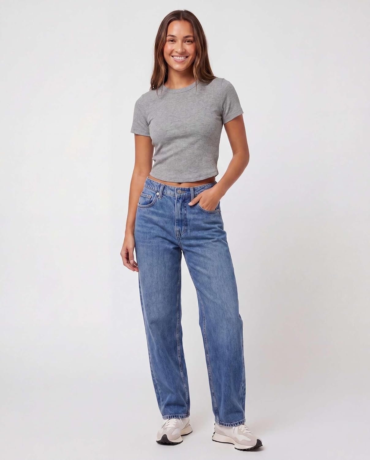 3-Pack Ribbed Cotton Cap-Sleeve Crop T-Shirts for Women, Crew-Neck Casual Crop Tops, Daily-Wear Tees for Spring and Summer