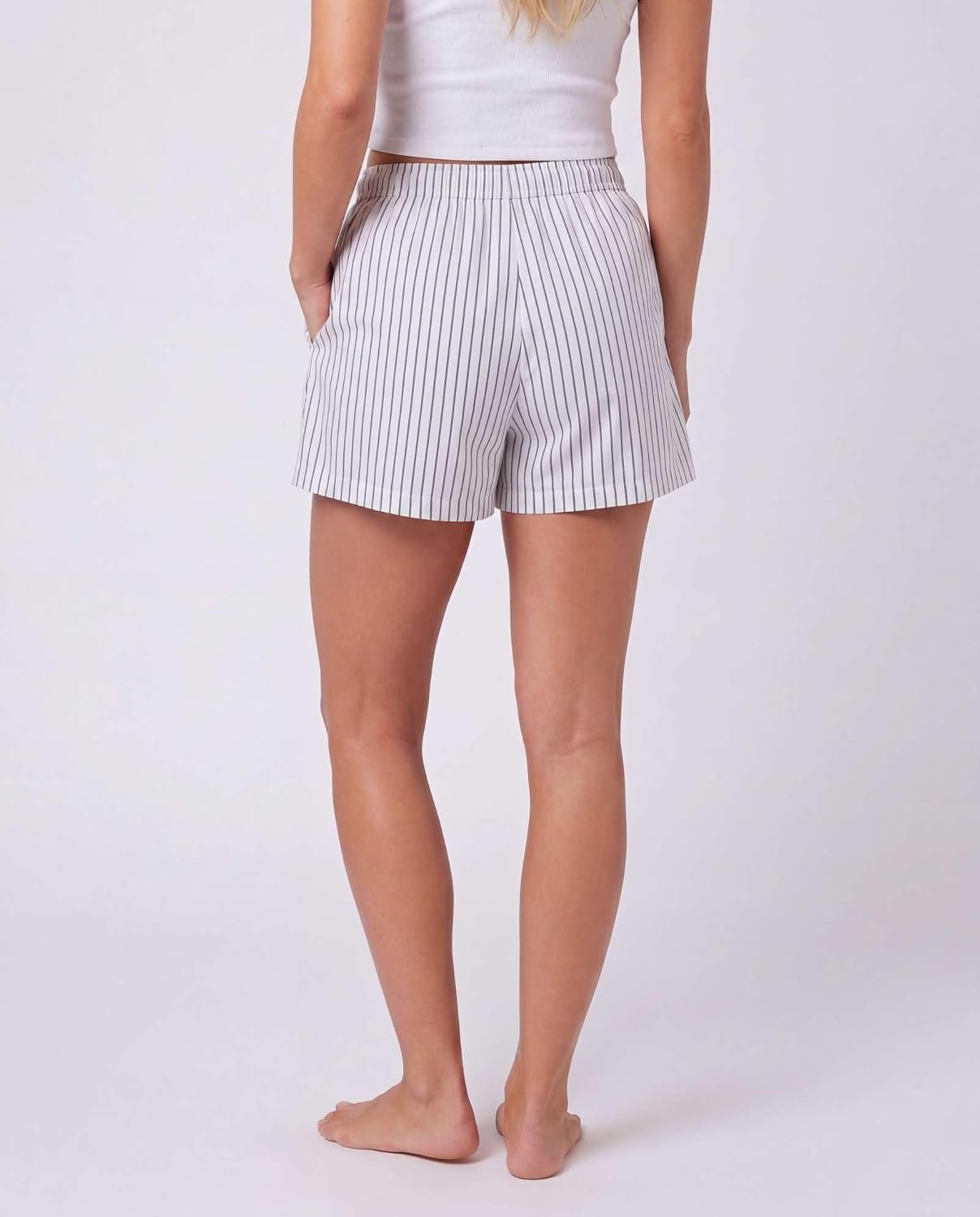 3-Pack Women’s Loose-Cut Woven Lounge Boxer PJ Shorts, Elastic Waist Sleep Bottoms, Casual Home Shorts Equipped with Pockets