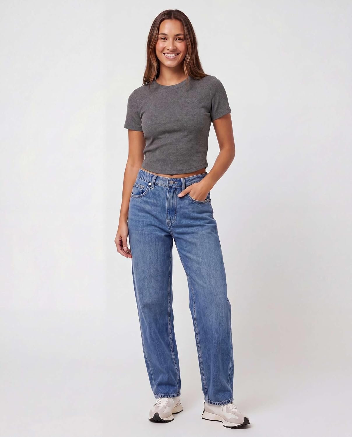 3-Pack Ladies Cap-Sleeve Ribbed Cotton Cropped T-Shirts, Crew-Neck Casual Crop Tops, Light-Weight Tops for Spring-Summer Outfits