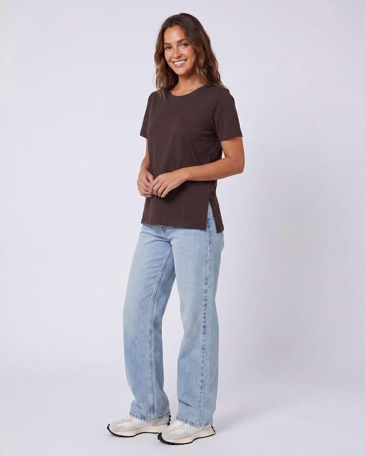 3-Pack Women’s Side-Slit Split-Hem Cotton Short Sleeve T-Shirts, Stretch Crew-Neck Casual Tops, Daily Outfit Tees for Spring & Summer