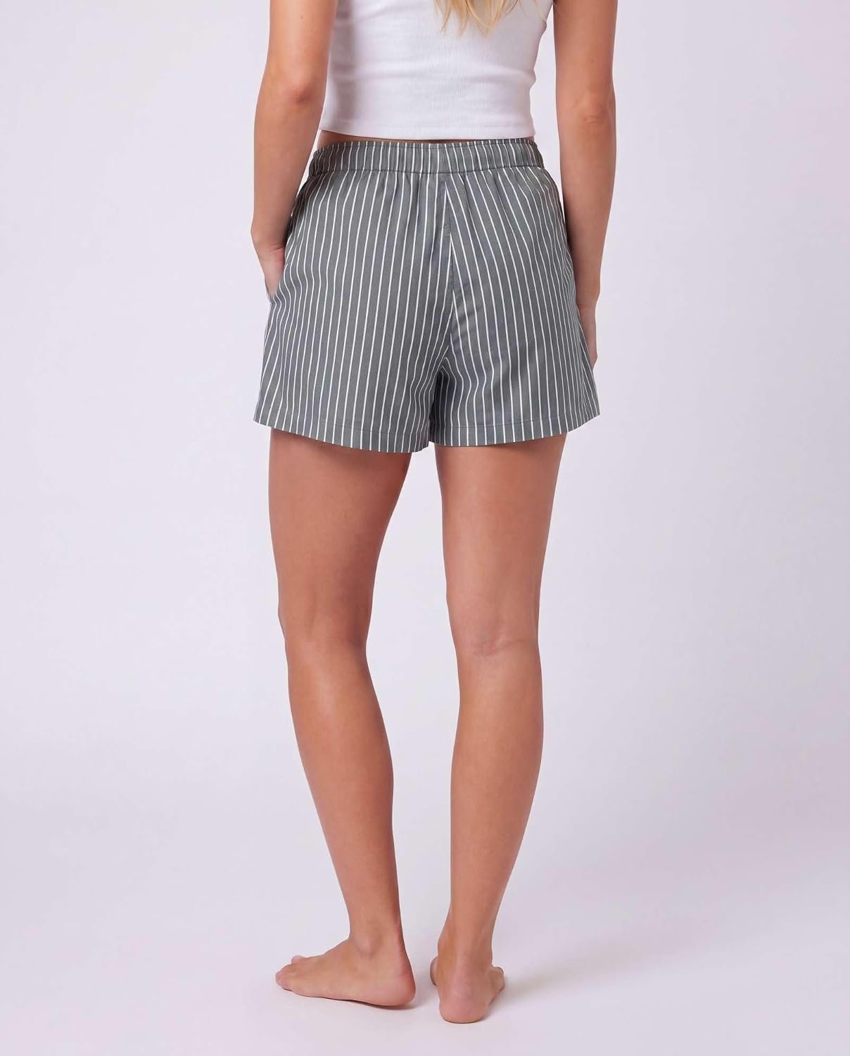 3-Pack Women’s Woven Lounge Boxer Shorts, Loose-Fit Elastic Waist PJ Bottoms, Casual Sleep Shorts with Convenient Side Pockets