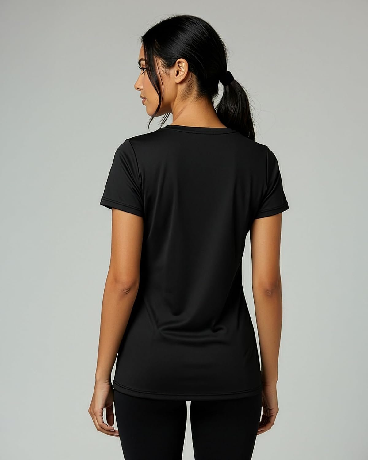 5-Pack Women’s Dry-Fit Short-Sleeve V-Neck Fitness Shirts, Flexible Yoga-Workout Tops, Catalog Features Plus-Size Choices