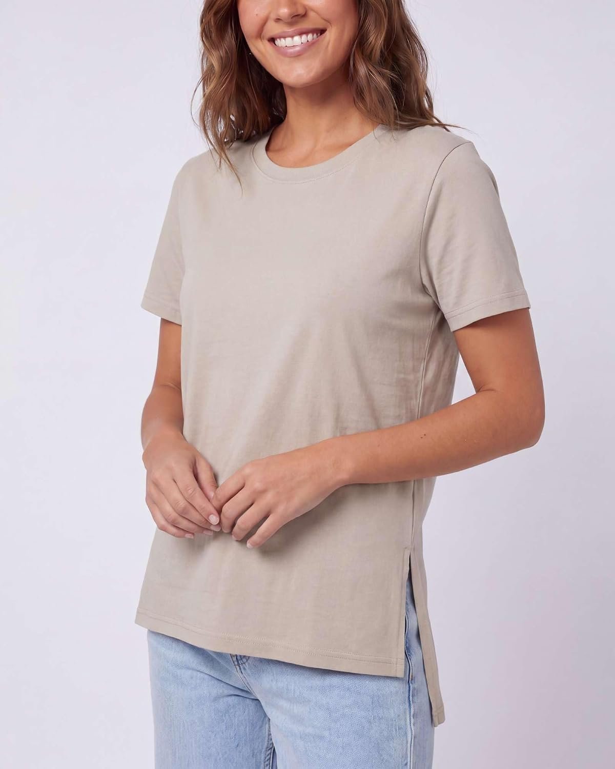 3-Pack Women’s Side-Slit Split-Hem Cotton Short Sleeve T-Shirts, Stretch Crew-Neck Casual Tops, Daily Outfit Tees for Spring & Summer