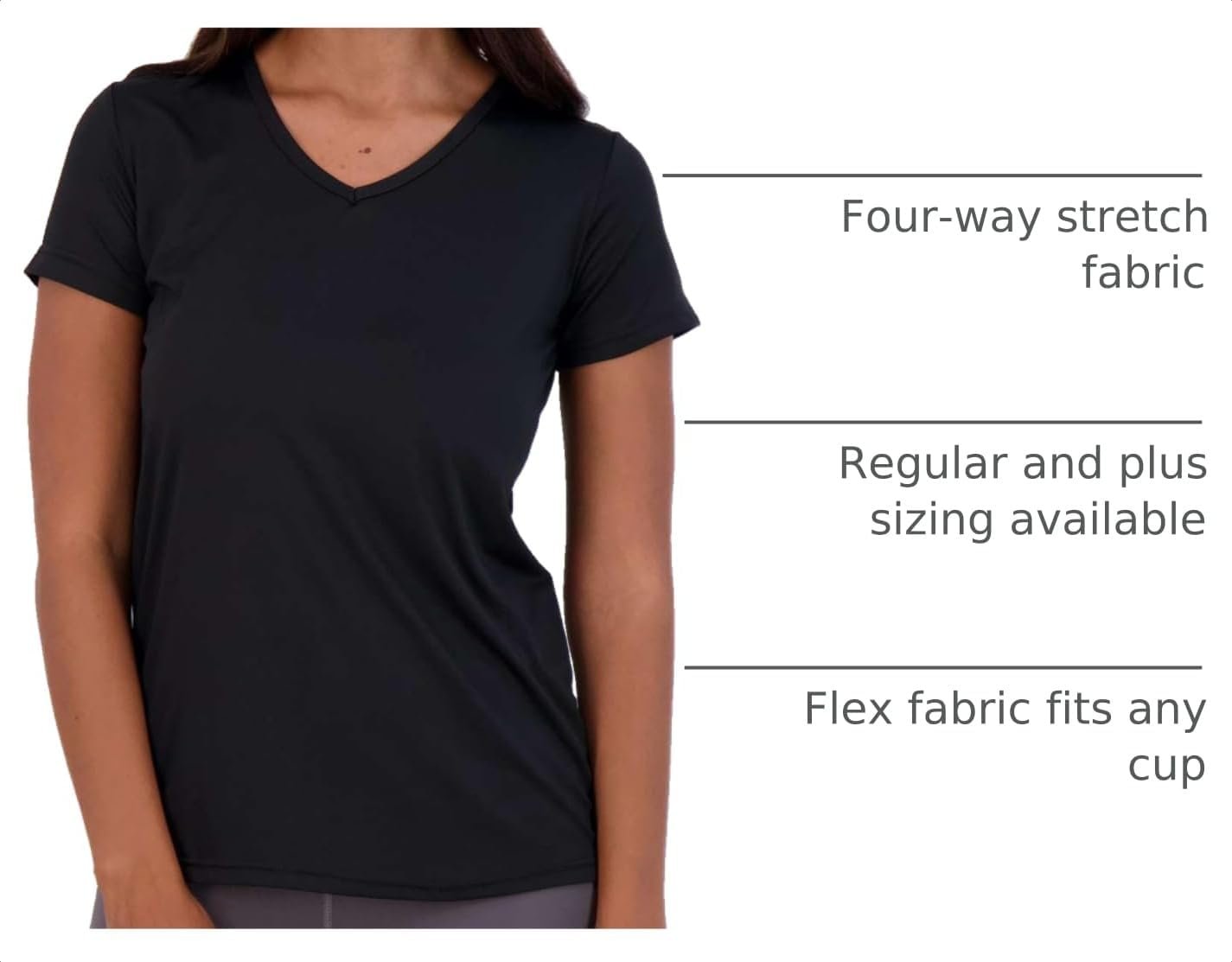 5-Pack Women’s V-Neck Dry-Fit Athletic Short-Sleeve Shirts, Performance-Focused Yoga & Workout Tops, Supports Plus-Size Options
