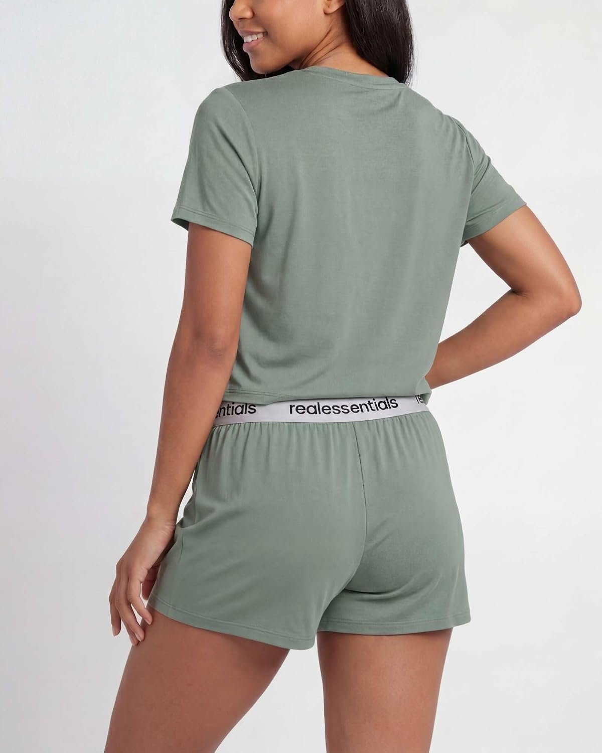 2-Pack Women’s Short-Sleeve Boxy Tee & Sleep Shorts PJ Set, Elastic Waist Loungewear, Soft Cozy Two-Piece Night Sleep Outfit